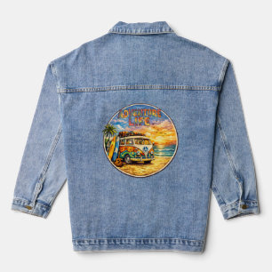 Avontuur Leven Retro Hippie Strand Zonsondergang G Denim Jacket