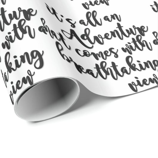 avontuur met adembenemend uitzicht zwart wit cadeaupapier (Rol Hoek)