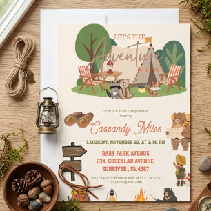 Avontuur met dierentuin in de bossen Baby Shower Kaart