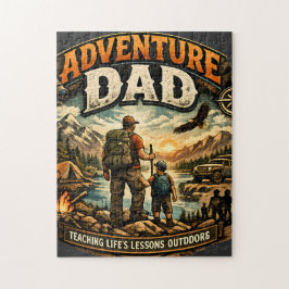 Avontuur Papa T-shirt – Vintage Outdoor Kamperen Legpuzzel