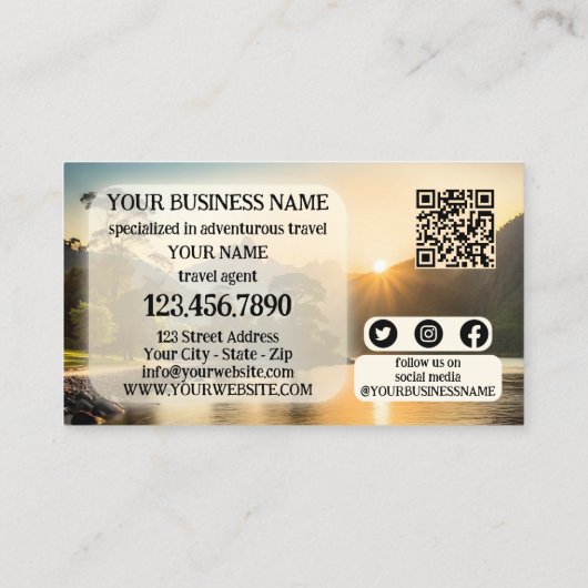 Avontuur Reisagent Moderne QR-code Visitekaartje (Achterkant)