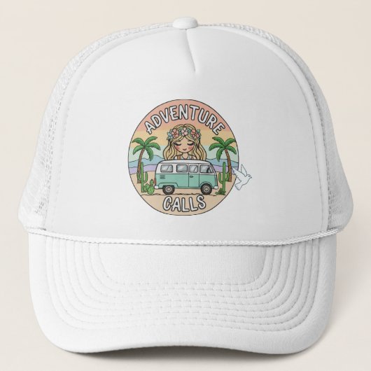 Avontuur Roept Boho Camper Truckerhoed Trucker Pet (Voorkant)