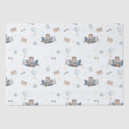 Avontuur Schattigee Luchtvaart Beer Blue Plane Dec Tissuepapier