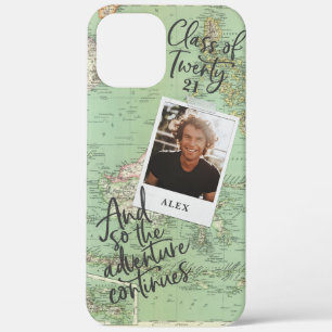 Avontuur vintage kaart stijlvolle foto afstuderen iPhone 12 pro max hoesje