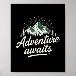 Avontuur wacht berg natuur vintage wandelen mij poster