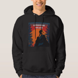 Avontuur wacht bergsilhouet retro zonsondergang hoodie