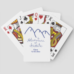Avontuur wacht blauwe berg hart voeg naam toe pokerkaarten