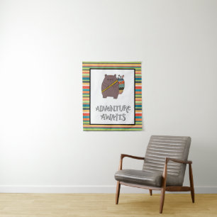 Avontuur wacht Boho Beer Nursery Kunst Wandkleed