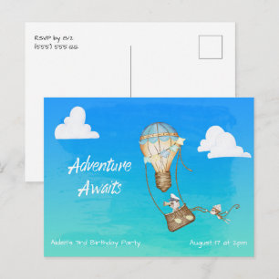 Avontuur Wacht Hete Lucht Ballon Aap Briefkaart