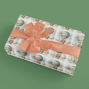 Avontuur Wacht Hete Lucht Ballon Vos Baby Borrel Cadeaupapier