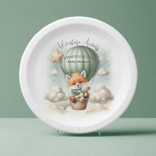 Avontuur Wacht Hete Lucht Ballon Vos Baby Shower Papieren Bordje