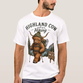 Avontuur wacht: Highland Cow Wandel Grafisch Ontwe T-shirt