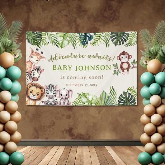 Avontuur wacht Jungle Safari Baby Shower Banner