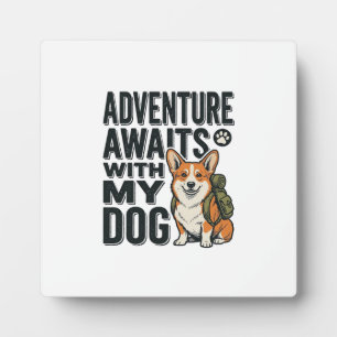 Avontuur wacht met mijn hond vintage wandelontwerp fotoplaat