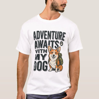 Avontuur wacht met mijn hond vintage wandelontwerp t-shirt