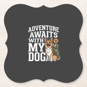 Avontuur wacht met mijn hond wandelen kartonnen onderzetters