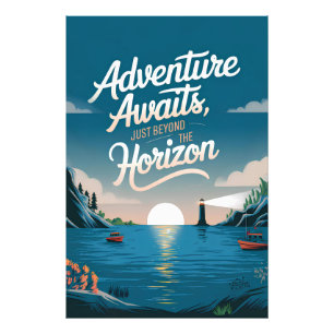 Avontuur wacht, net voorbij de horizon foto afdruk