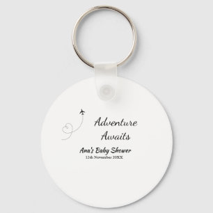 Avontuur wacht op baby shower naam toevoegen datum sleutelhanger
