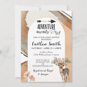 Avontuur wacht op Baby shower Woodland Deer Kaart