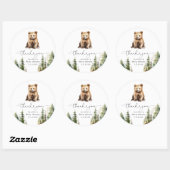 Avontuur wacht op beer baby shower dank u ronde sticker (Vel)