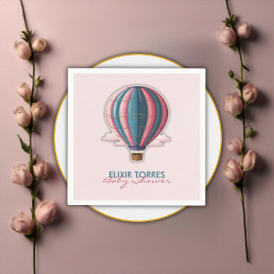 Avontuur wacht op feestelijk blauw roze Baby showe Servet