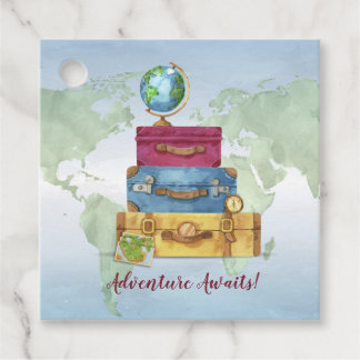 Avontuur wacht op gitaarkoffers die weg gaan bedankjes labels