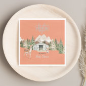 Avontuur wacht op het verbrande Oranje Baby shower Servet