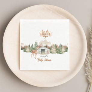 Avontuur wacht op het verbrande Oranje Baby shower Servet