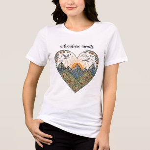 Avontuur wacht op Mountain Heart T-Shirt Design -