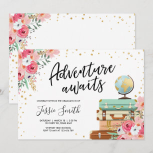 Avontuur wacht op Travel Graduation Party School Kaart