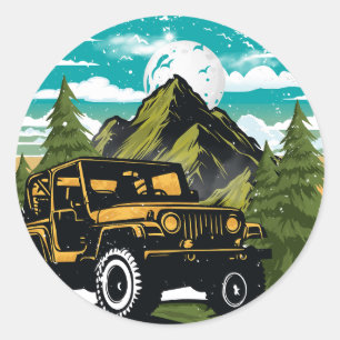 Avontuur wacht op vakantiemodus ronde sticker