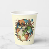 Avontuur wacht op Wereldbol Baby shower Papieren Bekers (Voorkant)