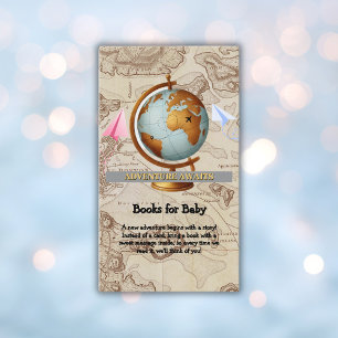 Avontuur wacht op Wereldkaart Baby shower Informatiekaartje