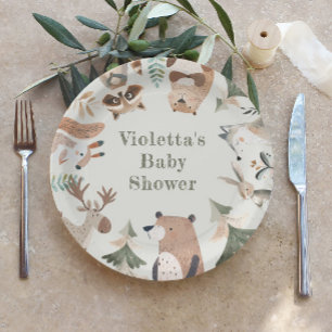 Avontuur wacht op Woodland Animals Schattige Baby  Papieren Bordje