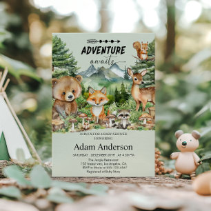 Avontuur wacht op Woodland Baby Shower Uitnodiging