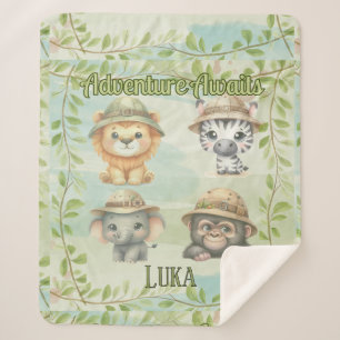 Avontuur Wacht Personaliseer Safari Bosland Baby Sherpa Deken