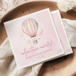 Avontuur Wacht! Roze Heet Luchtballon Baby Shower Servet