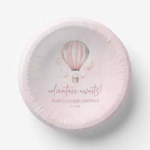 Avontuur wacht! Roze Hete Luchtballon Baby shower Papieren Kommen