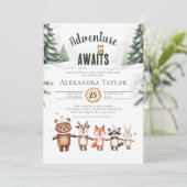Avontuur wacht Schattige bos winter babyshower Kaart (Staand voorkant)