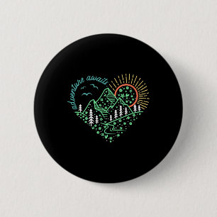 Avontuur wacht T-shirt Ontdek meer natuur Wandelen Ronde Button 5,7 Cm