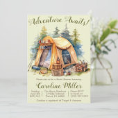 Avontuur wacht! Tent, Camping, Vrijgezellenfeest Kaart (Staand voorkant)