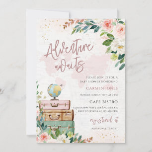 Avontuur wacht wereldkaart baby shower kaart