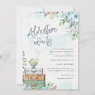 Avontuur wacht wereldkaart babyshower kaart