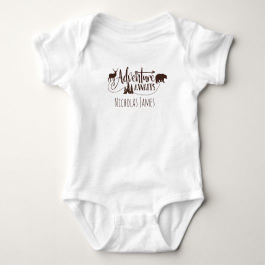 "Avontuur wacht" Wilderness gepersonaliseerd Romper (Voorkant)