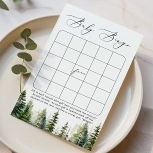 Avontuurlijk bos baby shower bingo spel