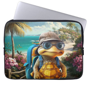 Avontuurlijk Leuke Kleine Schildpad met Rugzak, Laptop Sleeve