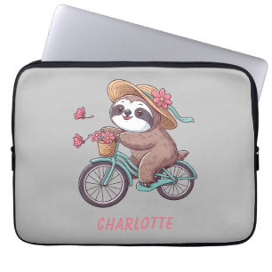 Avontuurlijk luiaard op een fietstocht Gepersonali Laptop Sleeve