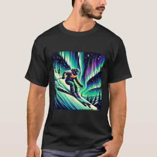 Avontuurlijk skiën onder het noorderlicht t-shirt