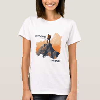 Avontuurlijk wandelen, avontuur wacht, laten we ga t-shirt