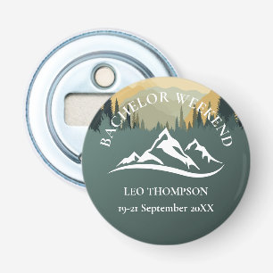 Avontuurlijke Berg Bruiloft Weekend Button Flesopener